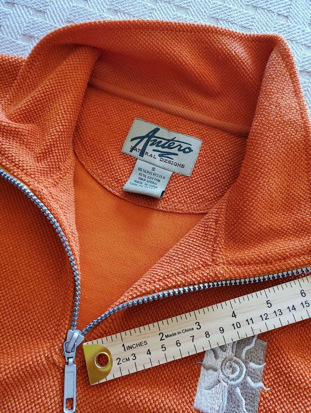 Antero Vintage 1/4 Zip Orange Fleece Pullover Jacket Sun Logo Activewear - Picture 8 of 11